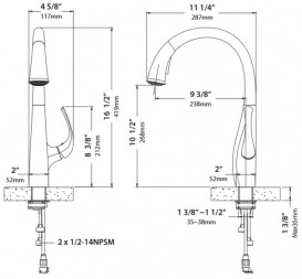 Змішувач для кухні Kraus Ansel  одноважільний з висувним виливом хром KPF-1675CH