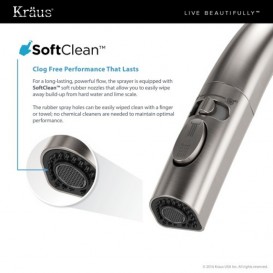 Смеситель для кухни Kraus Argo однорычажный с выдвижным изливом нержавеющая сталь KPF-2522SS