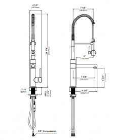 Змішувач для кухні Kraus Artec Pro з висувною лійкою бронза шампань/чорний KPF-1603SFACBMB