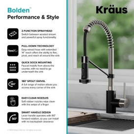 Змішувач для кухні Kraus Bolden нержавіюча сталь / чорний матовий KPF-1610SSMB