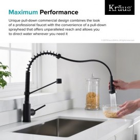 Смеситель для кухни Kraus Bolden пружинный матовый чёрный KPF-1610MB