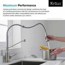 Смеситель для кухни Kraus Bolden пружинный нержавеющая сталь/хром KPF-1610SSCH