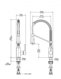 Смеситель для кухни Kraus Bolden пружинный с выдвижным шлангом однорычажный хром KPF-1610SFS