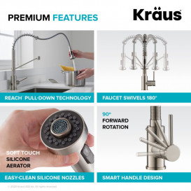 Змішувач для кухні Kraus Bolden з висувною лійкою сенсорний матовий чорний KSF-1610MB