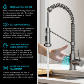 Змішувач для кухні Kraus Bolden з висувною лійкою сенсорний сатин KSF-1610SFS