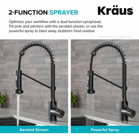 Змішувач для кухні Kraus Bolden з висувною лійкою чорний графіт KPF-1610MBSB