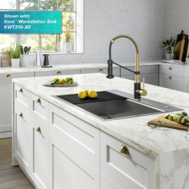 Змішувач для кухні Kraus Bolden з висувною лійкою антична бронза/чорний KPF-1610SFACBMB