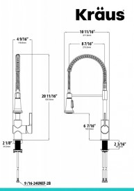 Змішувач для кухні Kraus Brit пружинний з висувним шлангом одноважільний сатин KPF-1690SFS