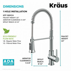 Смеситель для кухни Kraus Britt под фильтр латунь хром KFF-1691CH