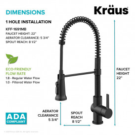 Змішувач для кухні Kraus Britt під фільтр латунь чорний KFF-1691MB