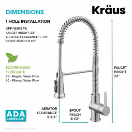 Смеситель для кухни Kraus Britt под фильтр латунь нержавеющая сталь KFF-1691SFS