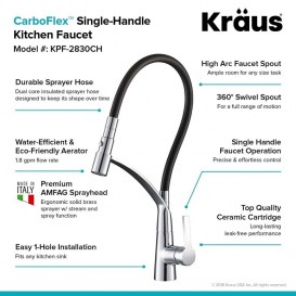 Смеситель для кухни Kraus CarboFlex однорычажный хром KPF-2830CH