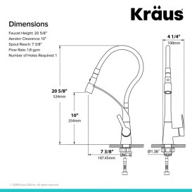 Смеситель для кухни Kraus CarboFlex однорычажный хром KPF-2830CH