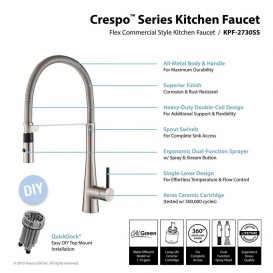 Змішувач для кухні Kraus Crespo змішувач нержавіюча сталь KPF-2730SS