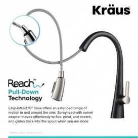 Змішувач для кухні Kraus Nolen нержавіюча сталь / чорний матовий KPF-1673SFSMB
