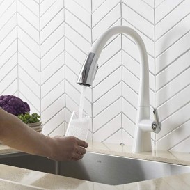 Смеситель для кухни Kraus Nolen однорычажный хром/белый KPF-1673CHWH