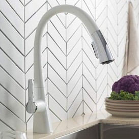 Смеситель для кухни Kraus Nolen однорычажный хром/белый KPF-1673CHWH