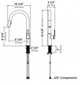Смеситель для кухни Kraus Oletto с выдвижной лейкой латунь золото KPF-2820BB