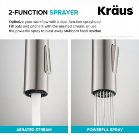 Змішувач для кухні Kraus Oletto з висувною лійкою латунь матовий чорний KPF-2821MB