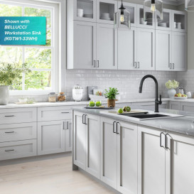 Смеситель для кухни Kraus Oletto с выдвижной лейкой латунь черный KPF-2820MB