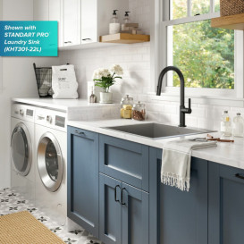 Смеситель для кухни Kraus Oletto с выдвижной лейкой латунь черный KPF-2820MB