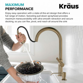 Змішувач для кухні Kraus Oletto з висувною лійкою латунь антична бронза KPF-2820SFACB
