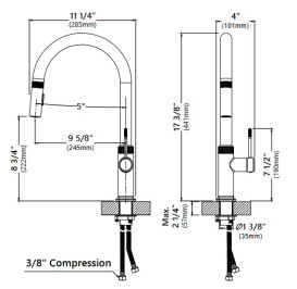 Змішувач для кухні Kraus Oletto з висувною лійкою матовий чорний KPF-2654MB
