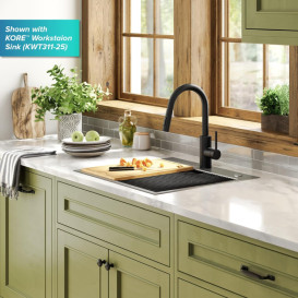 Змішувач для кухні Kraus Oletto з висувною лійкою матовий чорний KPF-2620MB