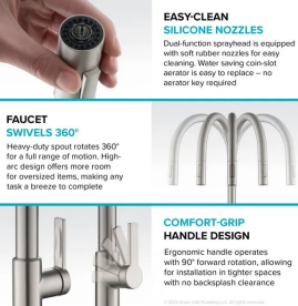 Змішувач для кухні Kraus Oletto з висувною лійкою матова латунь/матовий чорний KPF-2820BBMB