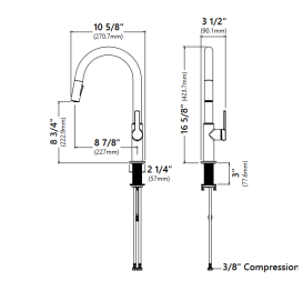Змішувач для кухні Kraus Oletto з висувною лійкою матова латунь/матовий чорний KPF-2820BBMB