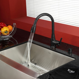 Змішувач для кухні Kraus Premier Kitchen з висувною лійкою латунь чорна бронза KPF-2230ORB