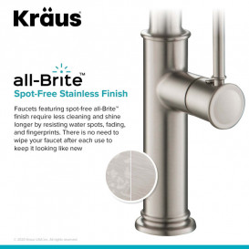 Смеситель для кухни Kraus Sellette с выдвижной лейкой латунь сатин KPF-1683SFS