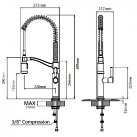 Смеситель для кухни Kraus Sellette с выдвижной лейкой латунь сатин KPF-1683SFS