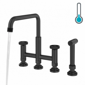 Смеситель для кухни Kraus Urbix ColorSmart™ с боковой выдвижной лейкой матовый черный/серый KPF-3125MBGRCC