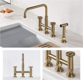 Смеситель для кухни Kraus Urbix с боковой выдвижной лейкой матовое золото KPF-3125BG