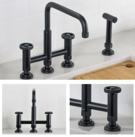 Смеситель для кухни Kraus Urbix с боковой выдвижной лейкой матовый черный KPF-3125MB