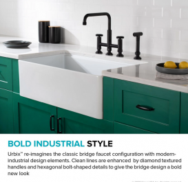 Смеситель для кухни Kraus Urbix с боковой выдвижной лейкой матовый черный KPF-3125MB