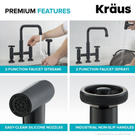 Смеситель для кухни Kraus Urbix с боковой выдвижной лейкой матовый черный KPF-3125MB