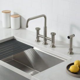 Змішувач для кухні Kraus Urbix з бічною висувною лійкою нержавіюча сталь KPF-3125SFS