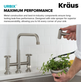 Змішувач для кухні Kraus Urbix з бічною висувною лійкою нержавіюча сталь KPF-3125SFS