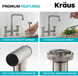Змішувач для кухні Kraus Urbix з бічною висувною лійкою нержавіюча сталь KPF-3125SFS