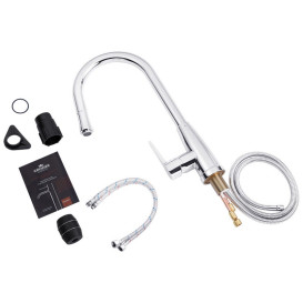 Змішувач для кухні Kroner KRM 11-013F з висувним виливом хром CV027263