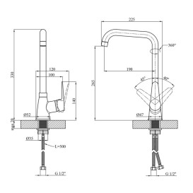 Змішувач для кухні Kroner KRM Elbe-C030 одноважільний хром CV012072