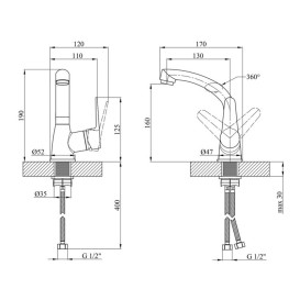 Змішувач для кухні Kroner KRM Elbe-C031 одноважільний хром CV014919