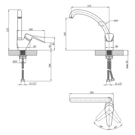 Змішувач для кухні Kroner KRM Elbe-C032 одноважільний хром CV016436