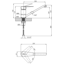 Смеситель для кухни Kroner KRM Odra-C030 однорычажный хром CV021079