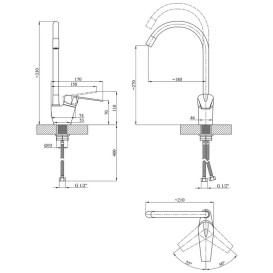 Змішувач для кухні Kroner KRM Odra-C032BLK одноважільний хром/чорний CV021167