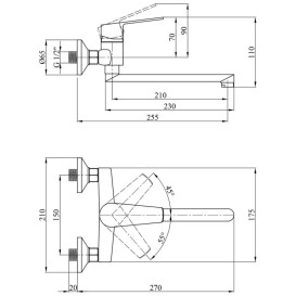 Смеситель для кухни Kroner KRM Oker-С040 настенный однорычажный хром CV031473