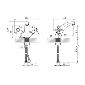 Смеситель для кухни Kroner KRM Rhein-C010 двухвентильный хром CV018074