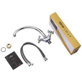 Смеситель для кухни Kroner KRM Rhein-C032 двухвентильный хром CV017352